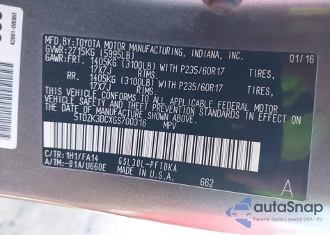 2016 Toyota Sienna L 7 Passenger из США, поврежденный, VIN 5TDZK3DCXGS700316